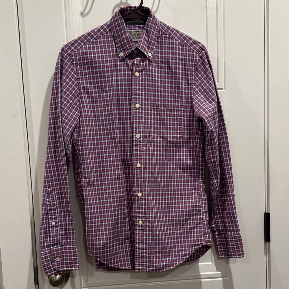 J. Crew Men's Plaid Shirt - Red and Blue